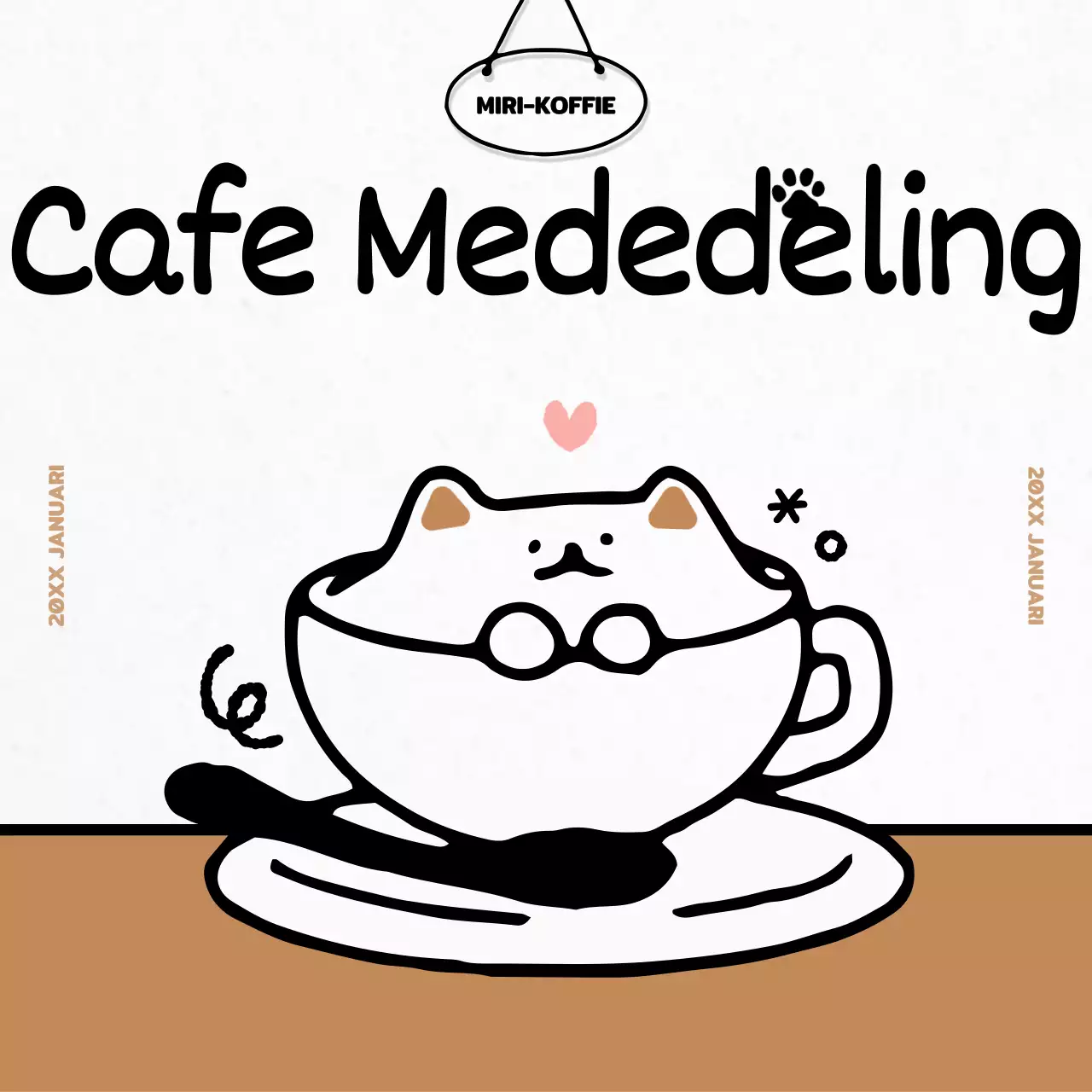 Bruine, gezellige café-aankondigingen