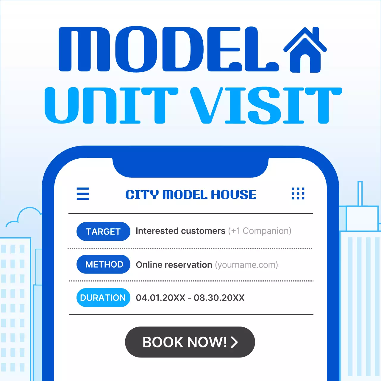 Blue Modern House Advertisement Social Media Post