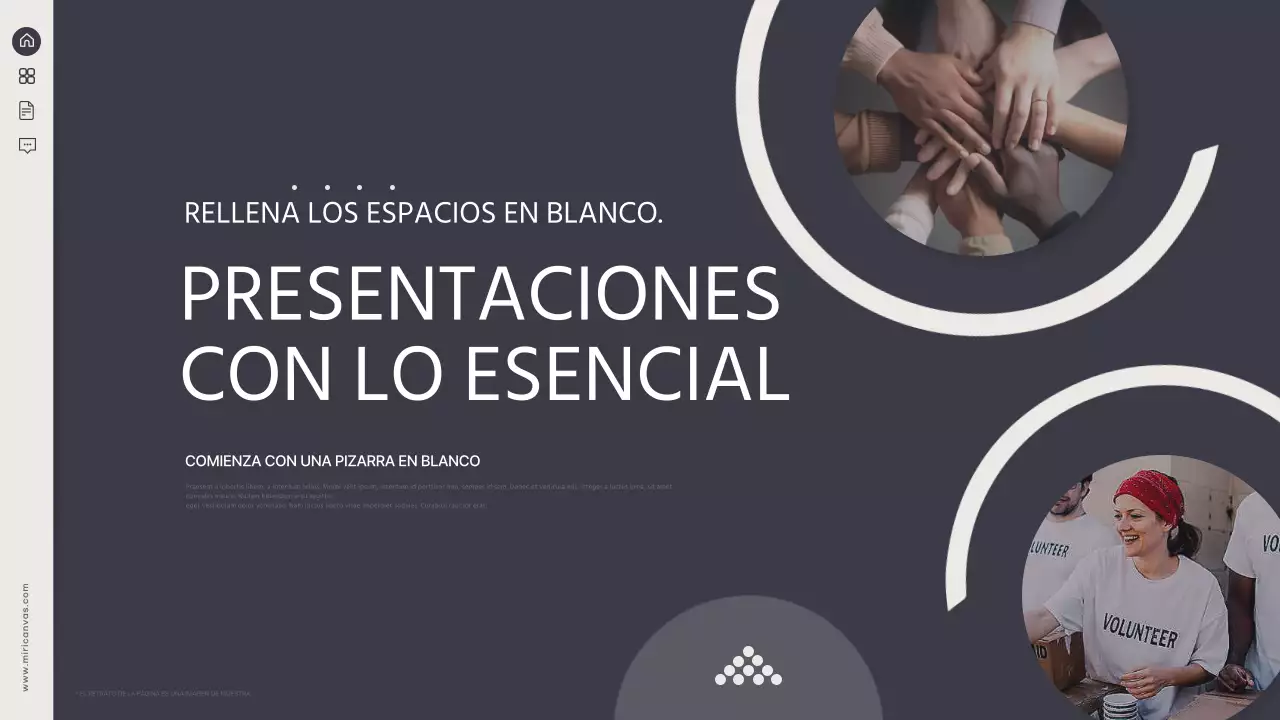 Presentación con un sencillo diseño de fondo básico en azul marino y marfil