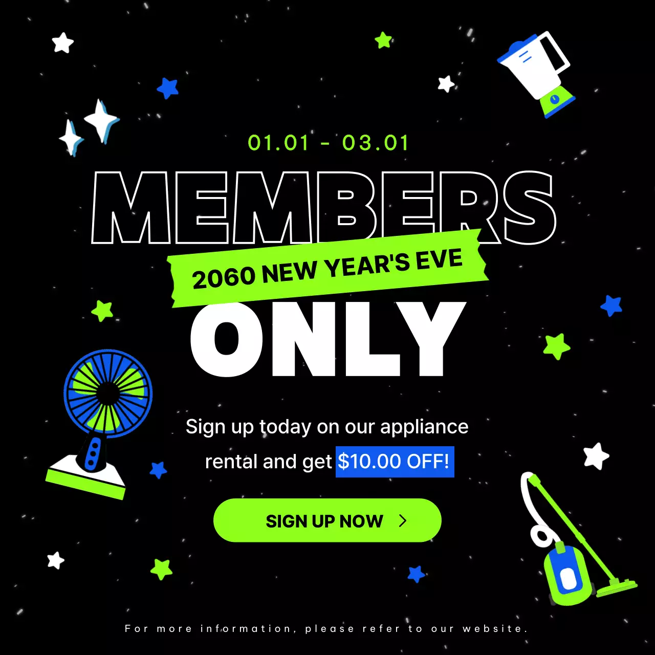 블랙 모던 새해 프로모션 소셜 미디어 게시물