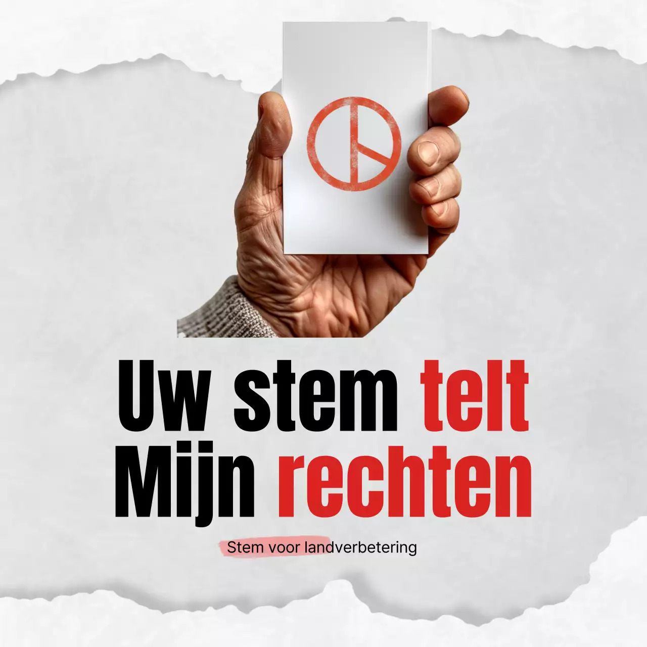 Een eenvoudige campagneadvertentie in rood en grijs