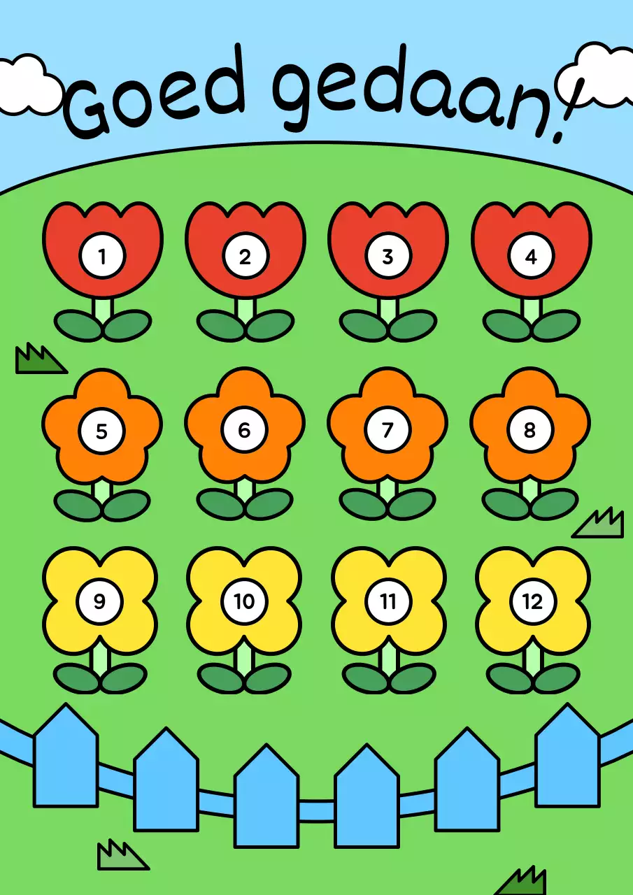 Groen en lichtblauw lofprijzend lesmateriaal