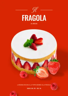 Torta semplice alle fragole in rosso e bianco