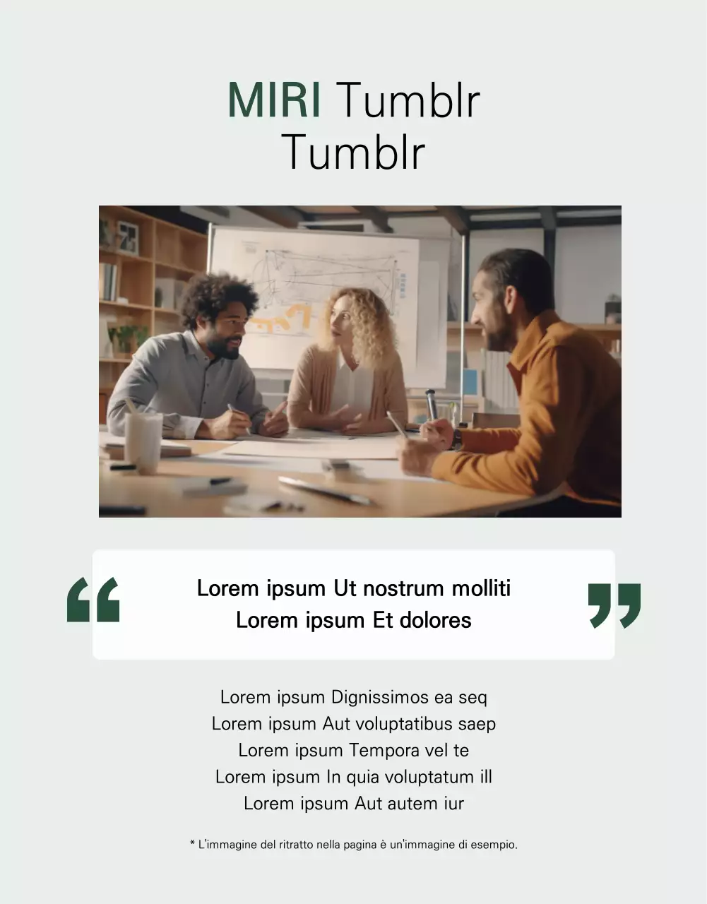 Una pubblicità minimalista dei nuovi arrivi di Tumblr in bianco e verde.