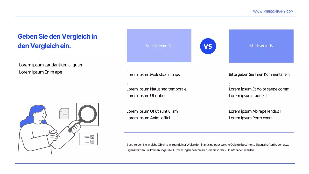 Eine einfache blau-weiße Vorlage für einen Bericht zur Informationsorganisation