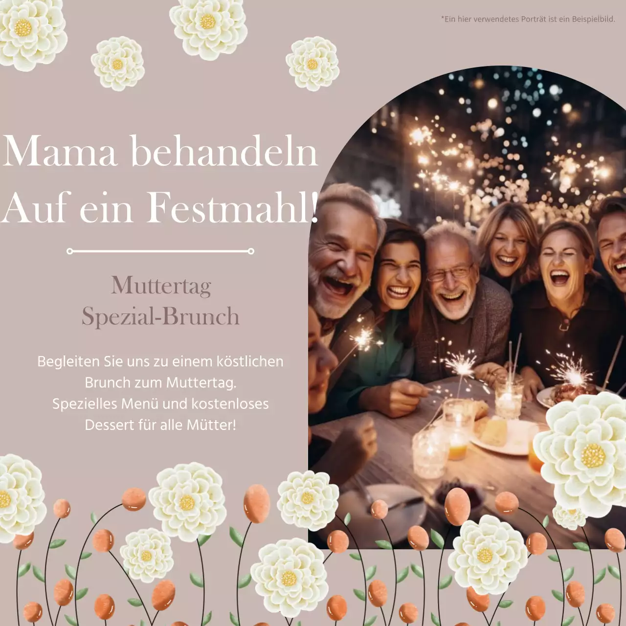 Rosa und Gelb Einfacher Muttertagsbrunch Werbung für die Veranstaltung