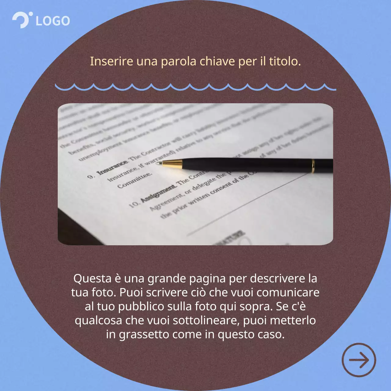 Descrizione dello sfondo minimalista a mano libera azzurro e marrone