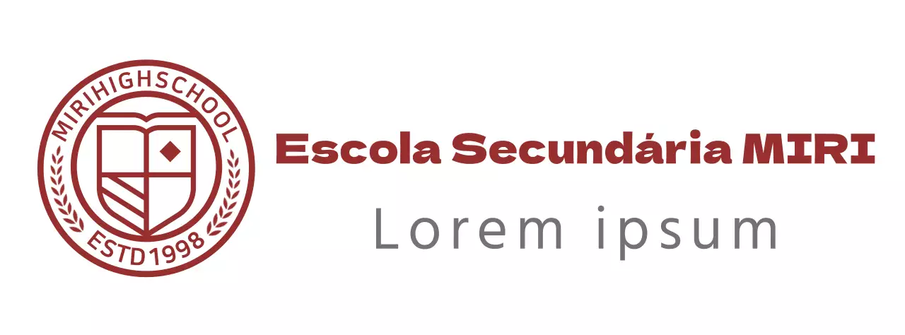 Logótipo do liceu sob a forma de um símbolo de educação circular em cor de vinho