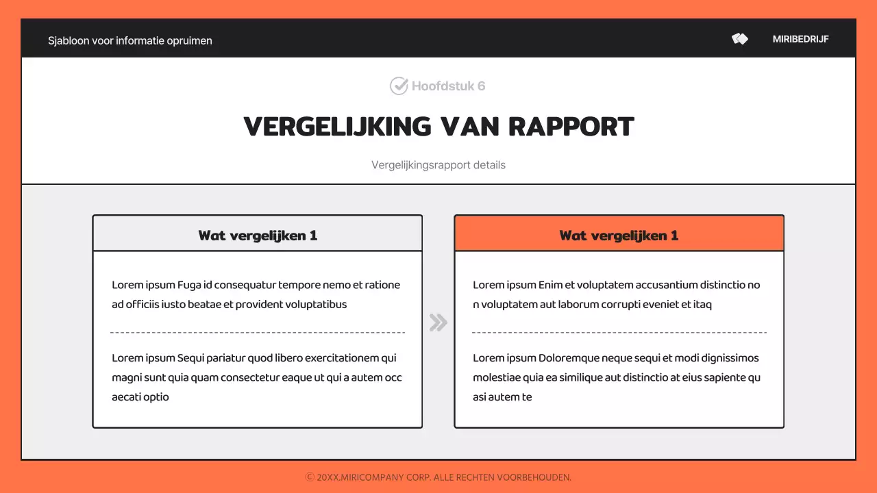 Een eenvoudig oranje-en-zwart, informatierijk rapport