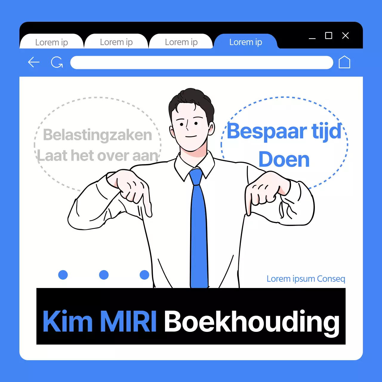 Een eenvoudige advertentie voor fiscale boekhouding in blauw en zwart