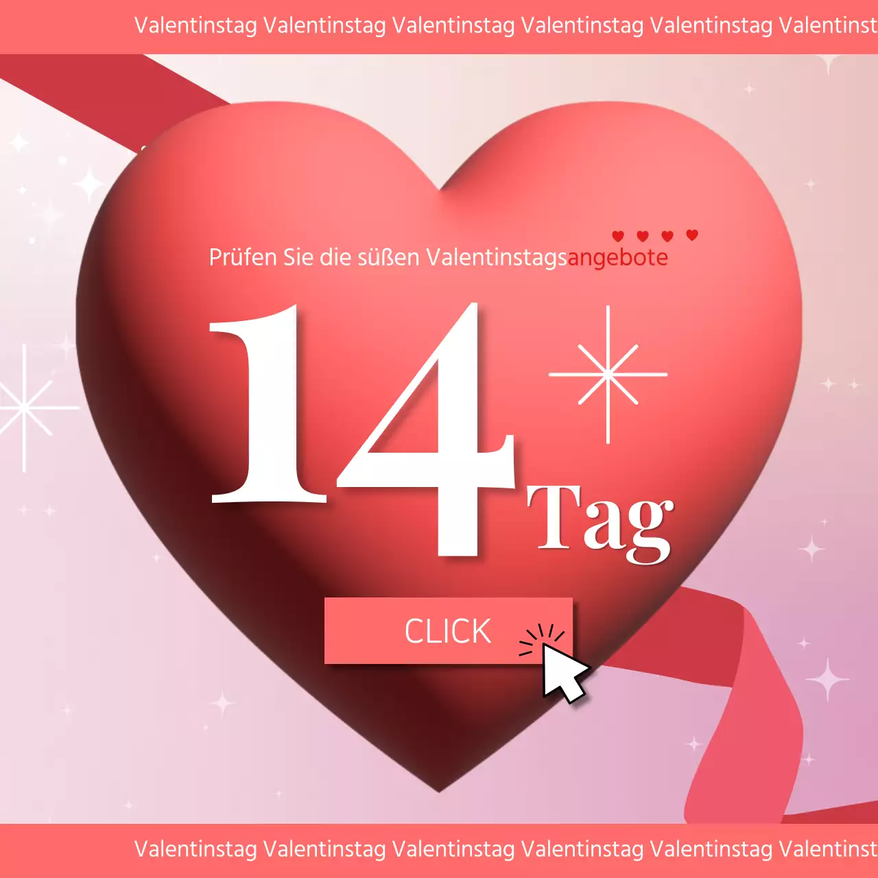 Eine luxuriöse Anzeige zum Valentinstag in Braun und Rot