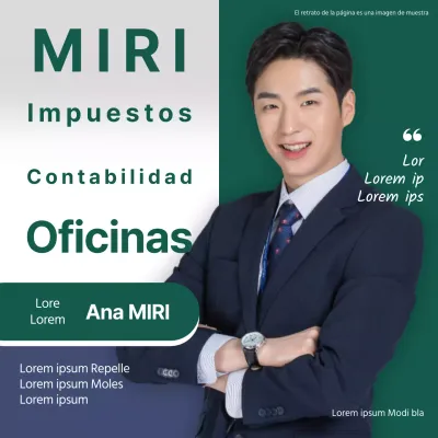 Una sencilla promoción en verde y azul marino para una empresa de contabilidad fiscal