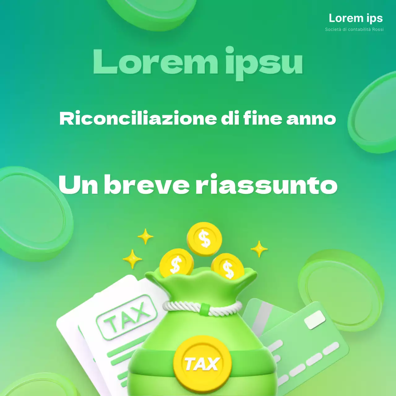 Moderna spiegazione di fine anno contabile con sfondo verde