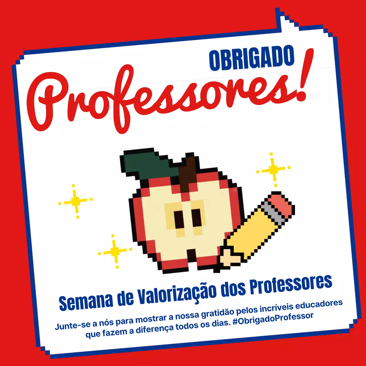 Anúncio de celebração do Dia do Professor em vermelho e branco retro