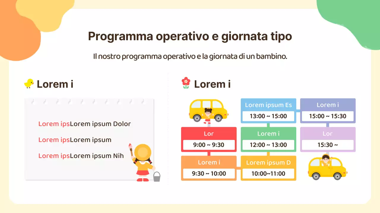 Presentazione di orientamento per l'asilo nido giallo