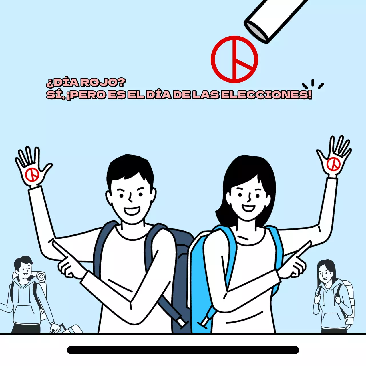 Promover el voto con simples colores rojo y azul claro