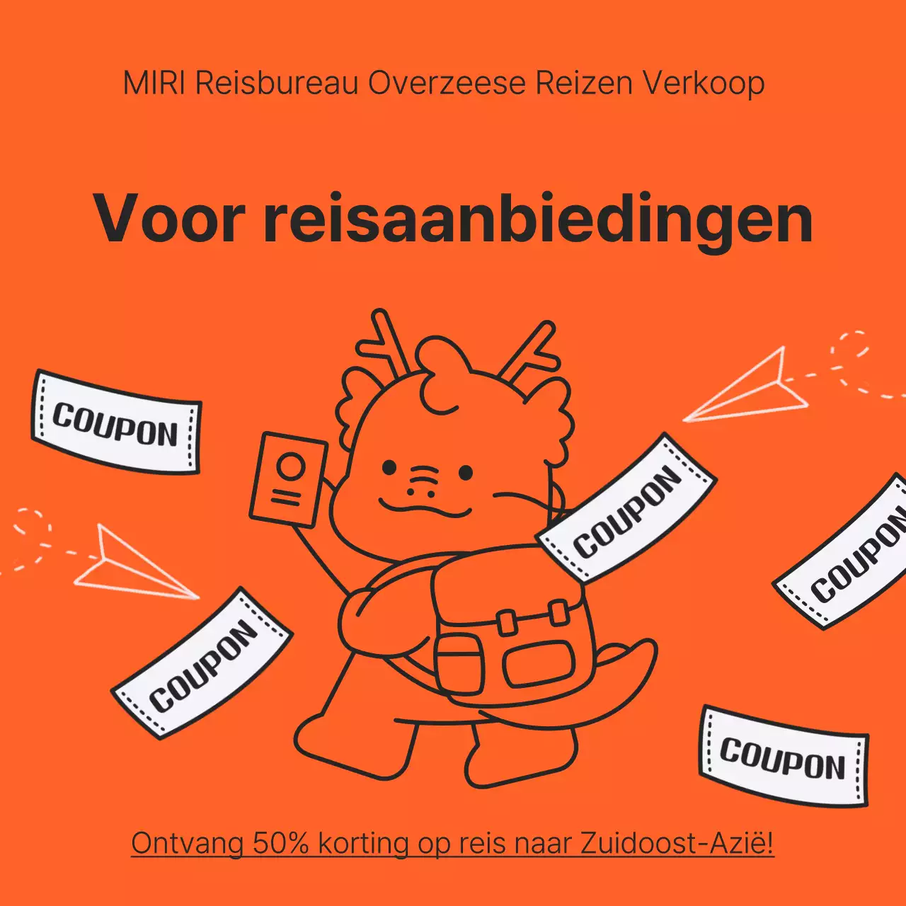 Pop-art oranje en witte Lunar New Year verkoopadvertentie