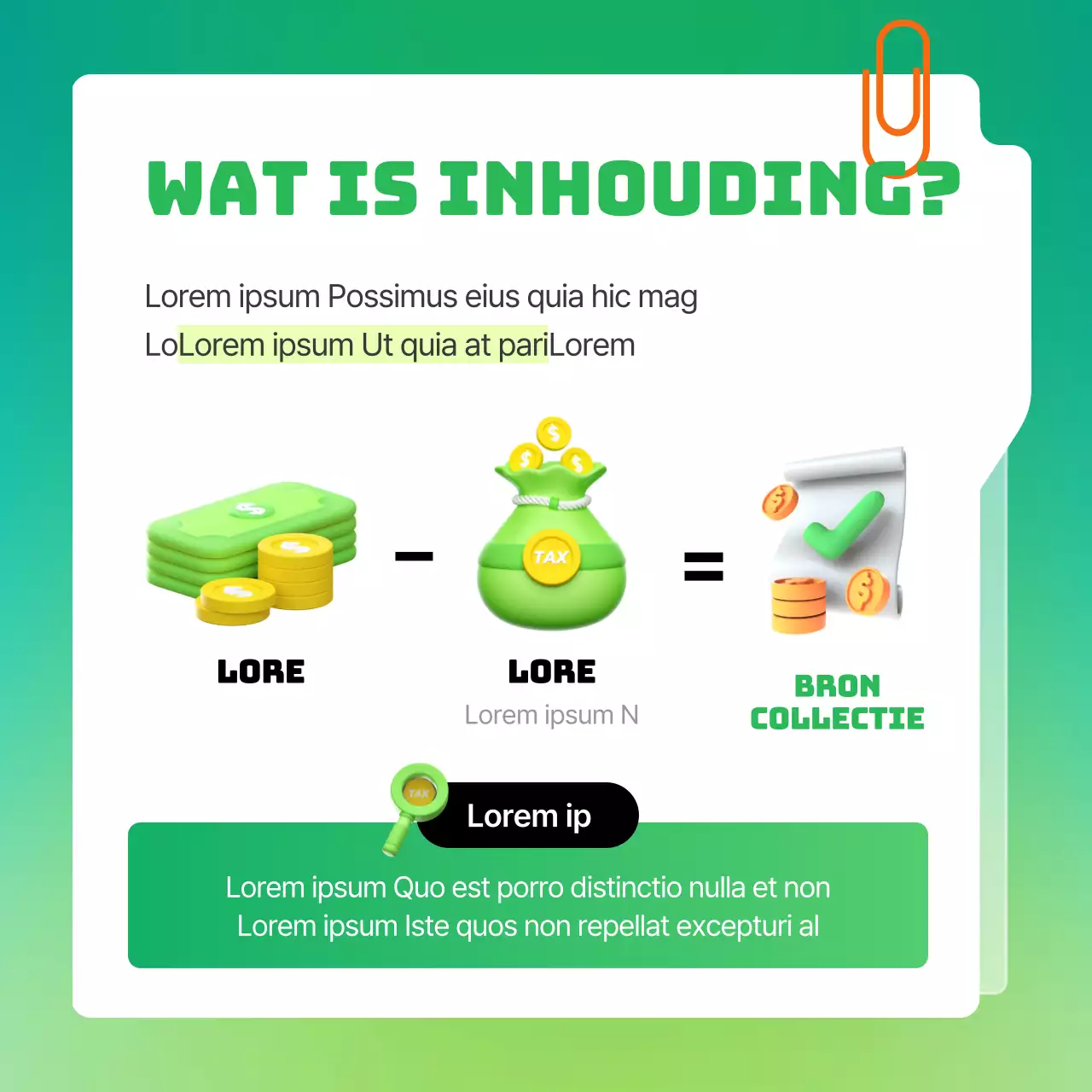 Moderne boekhoudkundige eindejaarsuitleg met groene achtergrond