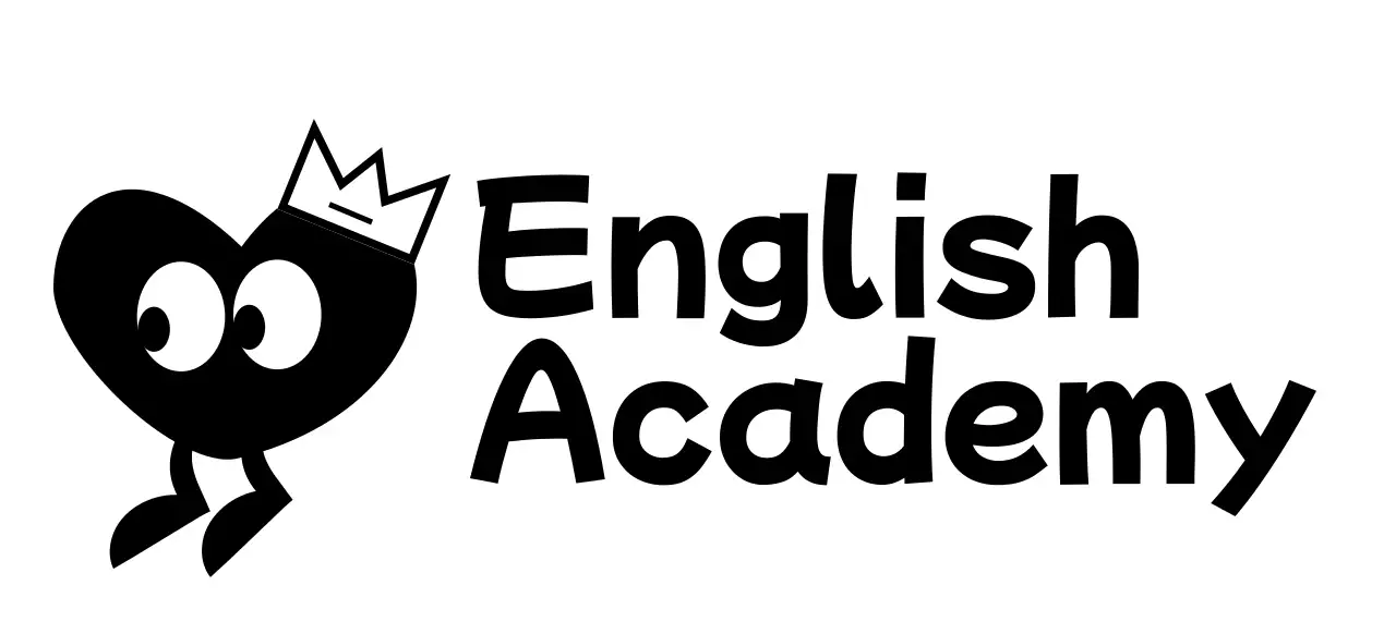 English Academy with a cute concept featuring heart characters