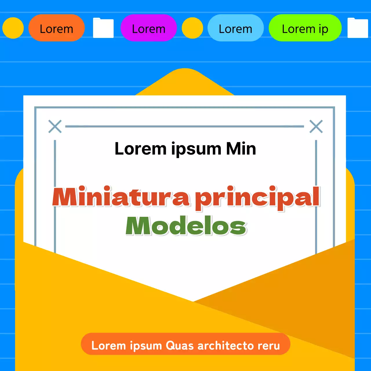 Modelo simples de miniaturas em azul e amarelo para uma newsletter