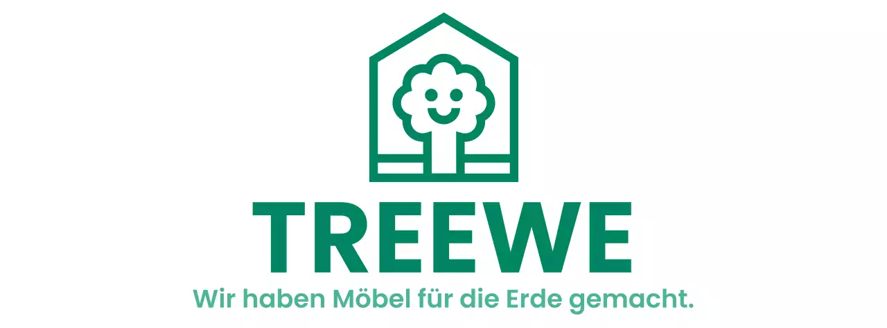 Entwurf eines Möbelunternehmens mit Markenlogo, das einen Baum in einem Haus zeigt