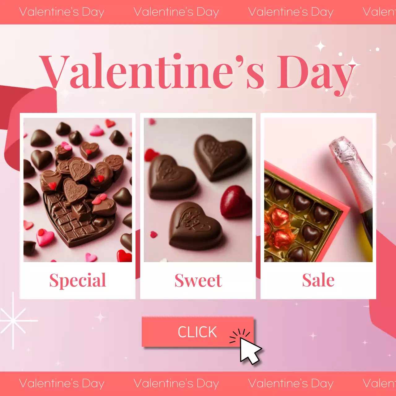 Red Trendy Valentine's Promotion Instagram Carousel