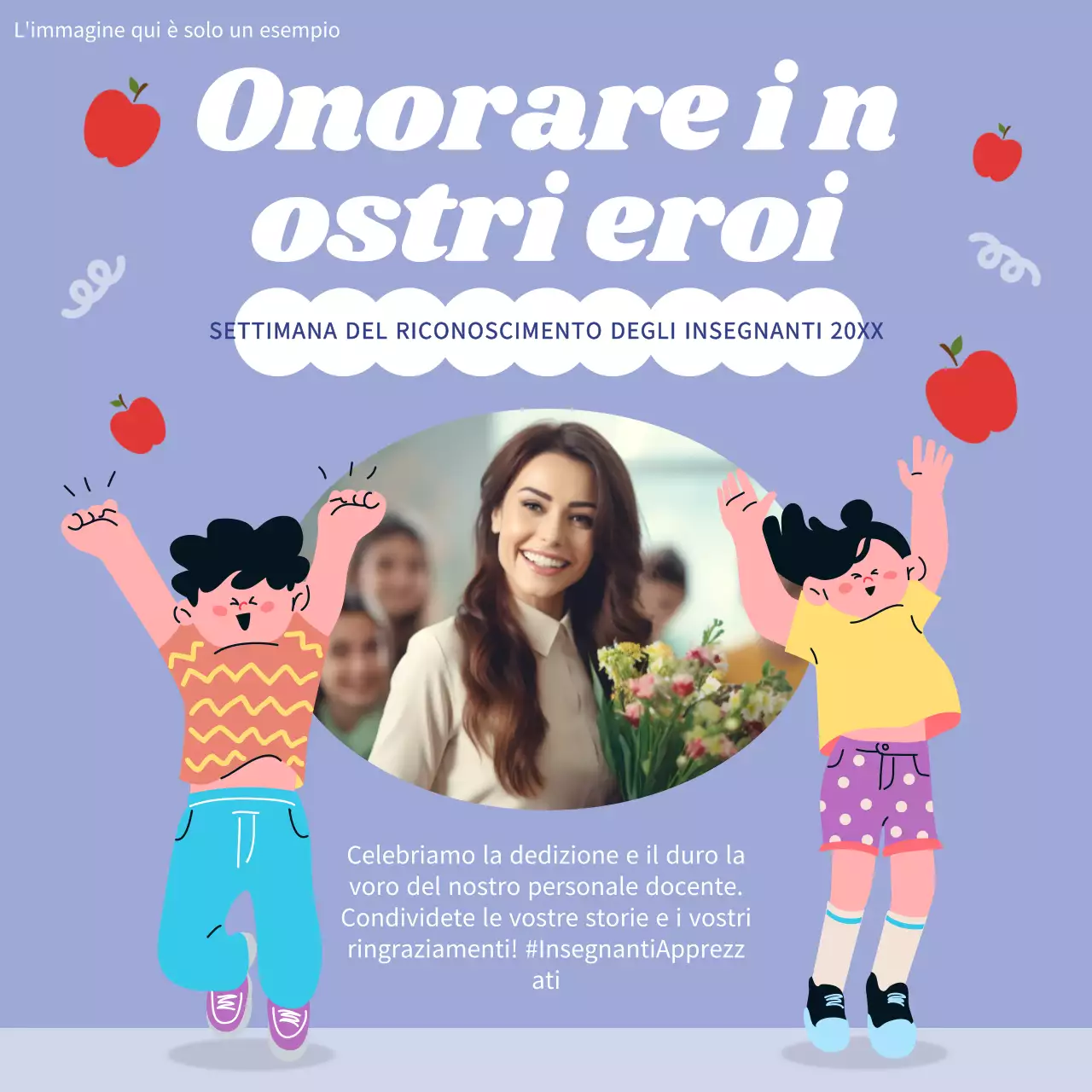 Pubblicità di ringraziamento per la Giornata dell'Insegnante in bianco e lilla