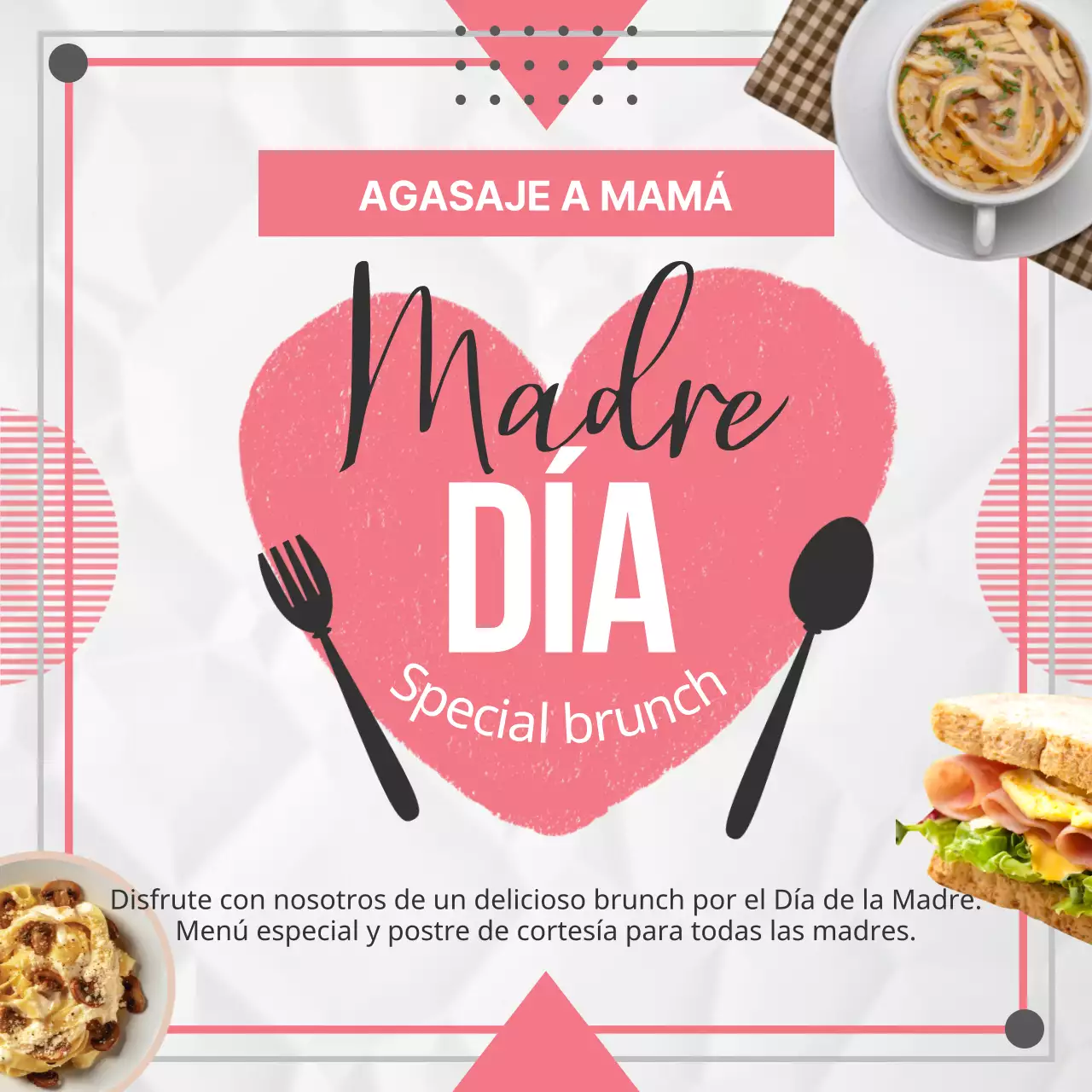 Brunch de moda en rosa y blanco para el Día de la Madre Publicidad