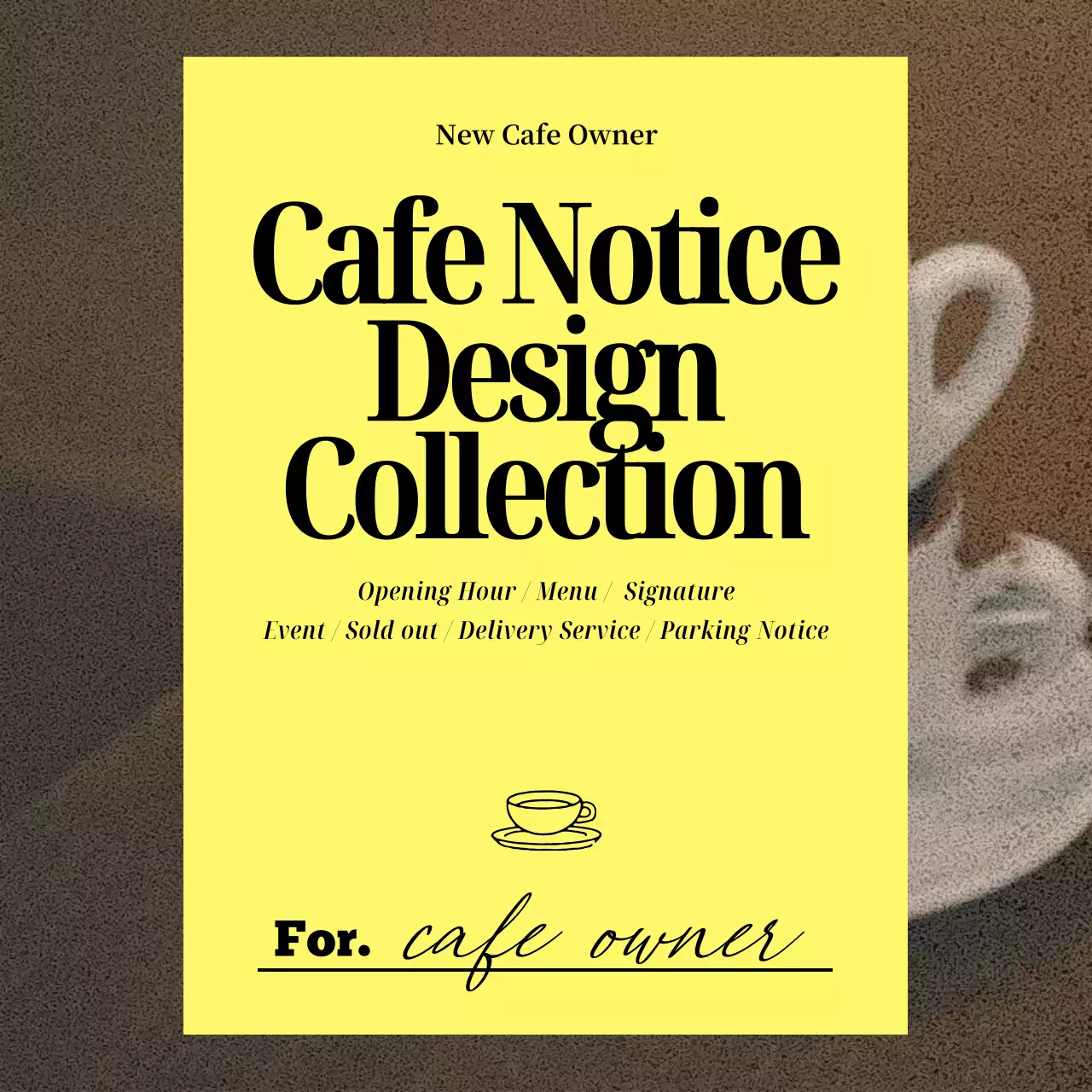 Yellow Vintage Cafe Notice Collection Instagram Carousel