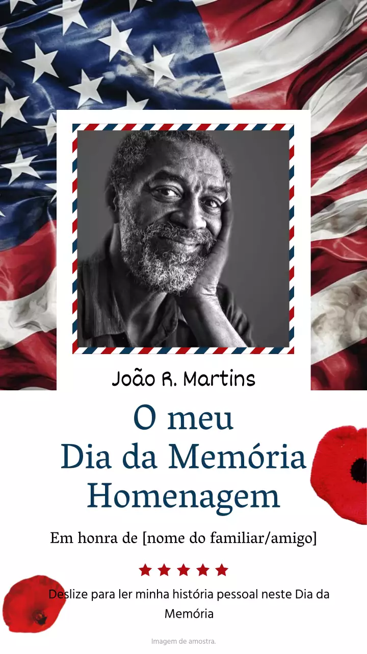Convite de homenagem clássico branco e vermelho para o Dia da Memória