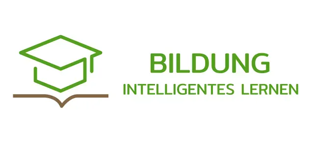 Intelligentes Lernen mit grüner Bachelor-Mütze und Buchillustrationslogo
