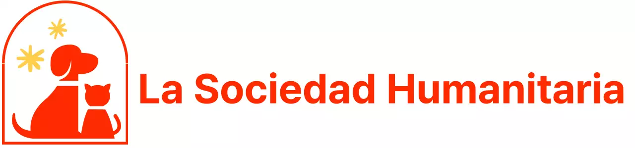 Asociación protectora de animales con un simpático logotipo ilustrado de un perro y un gato en rojo.