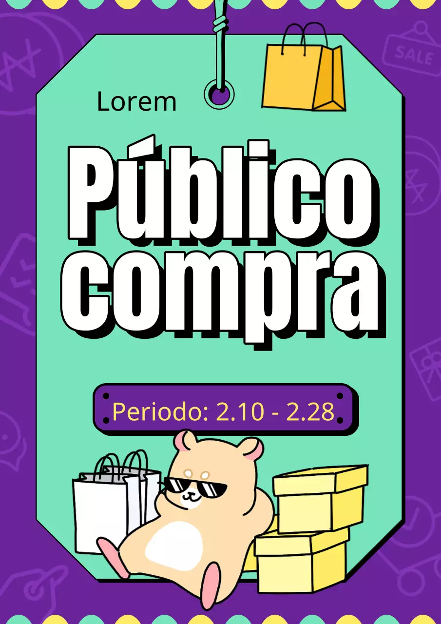 Un sencillo anuncio de copra en morado y menta