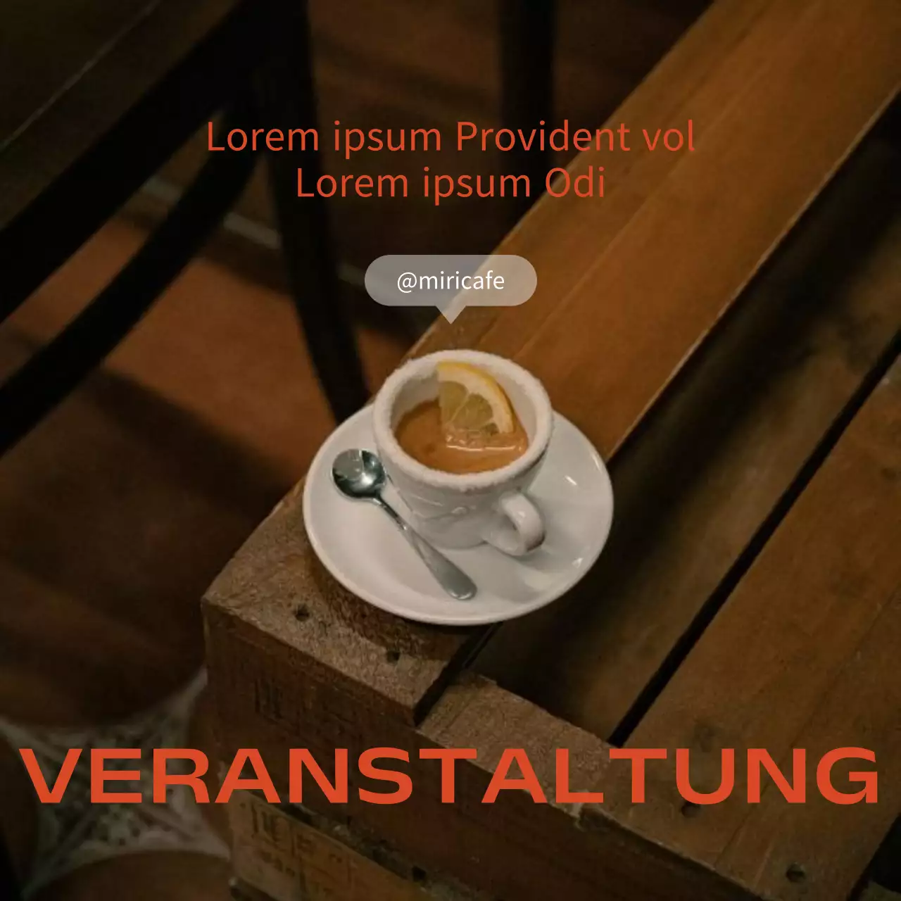Förderung einer einfachen grün-orangenen Café-Ankündigung