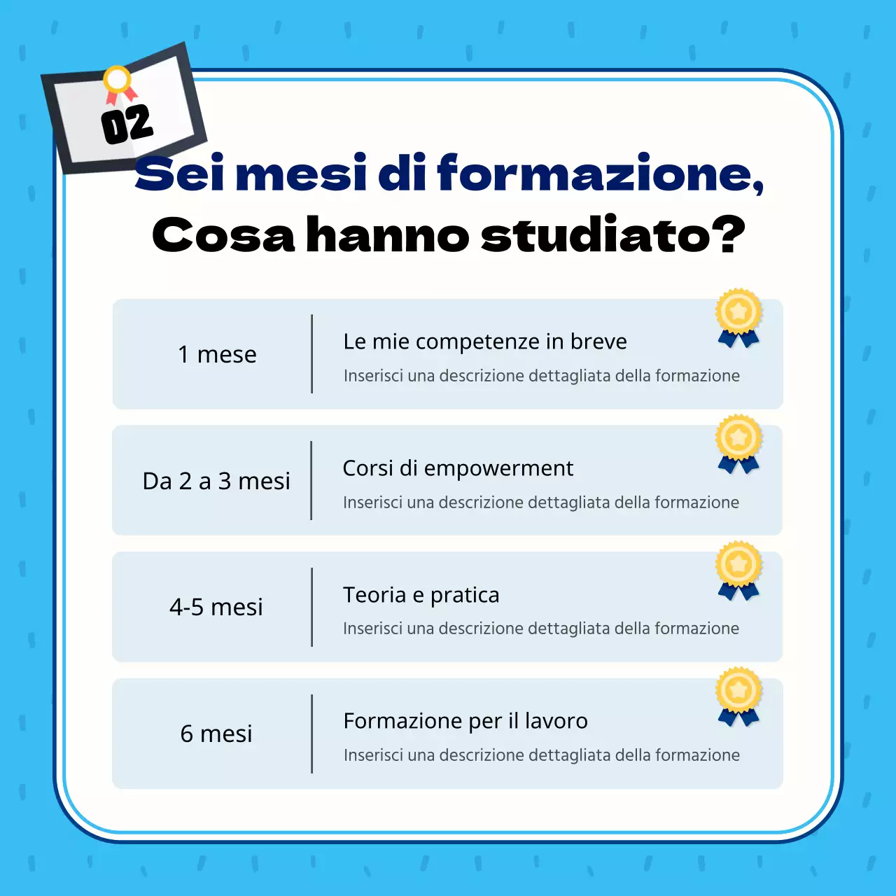 Palo di completamento centrale blu e azzurro