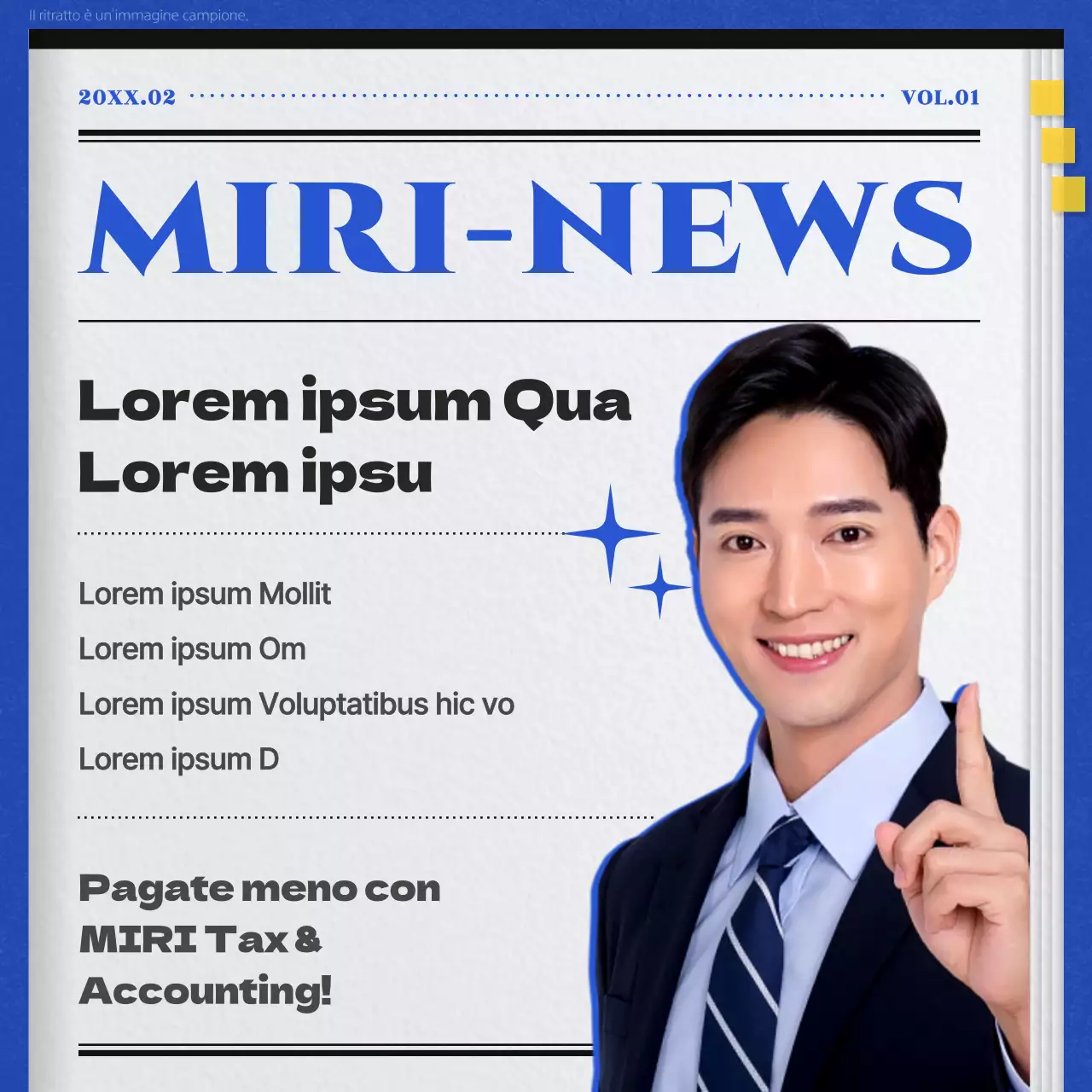 Promuovere un semplice studio di commercialisti in blu e nero