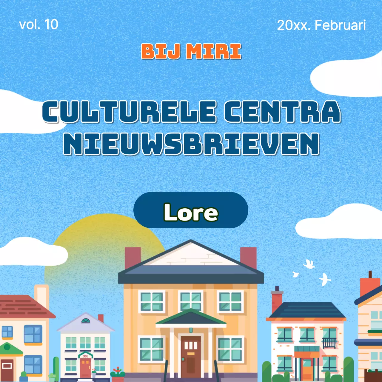 Eenvoudig blauw en geel sjabloon voor een nieuwsbrief