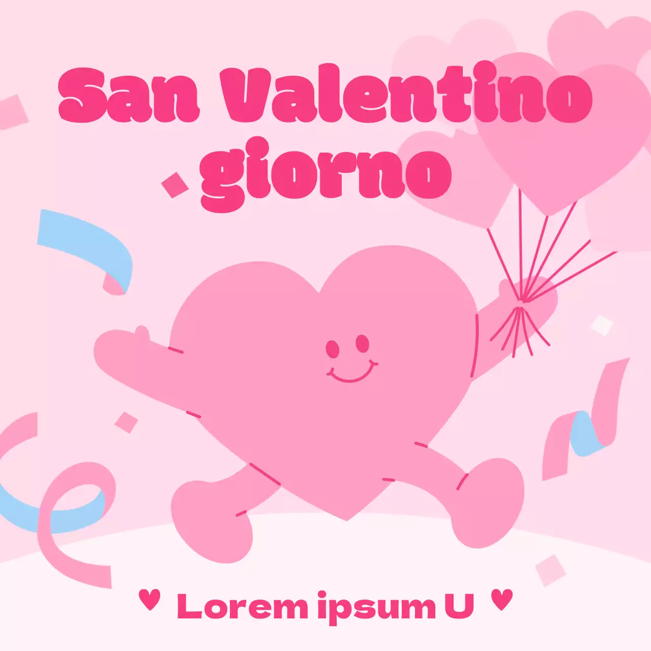 Un grazioso annuncio di San Valentino in rosa e azzurro