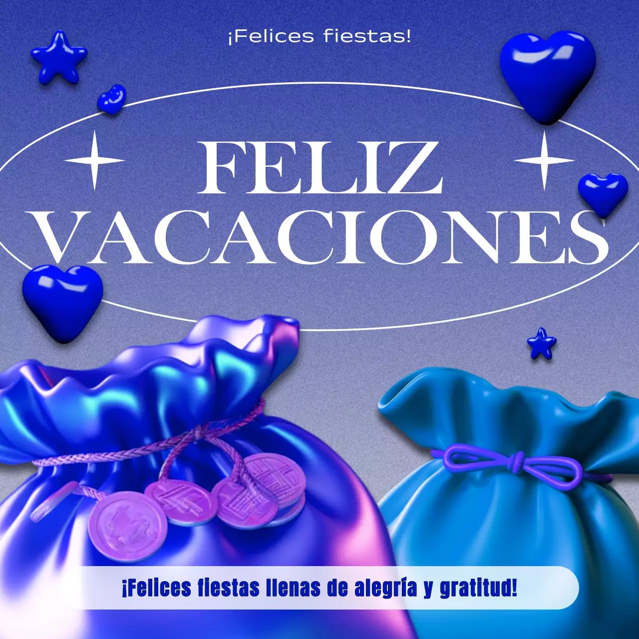 Una tarjeta de felicitación navideña kitsch en blanco y azul