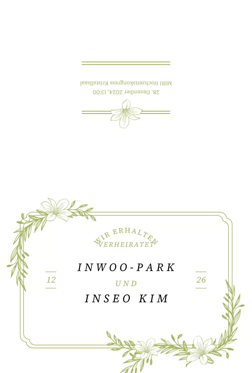 Elegante Einladung mit grüner Pflanzenillustration und Rahmen