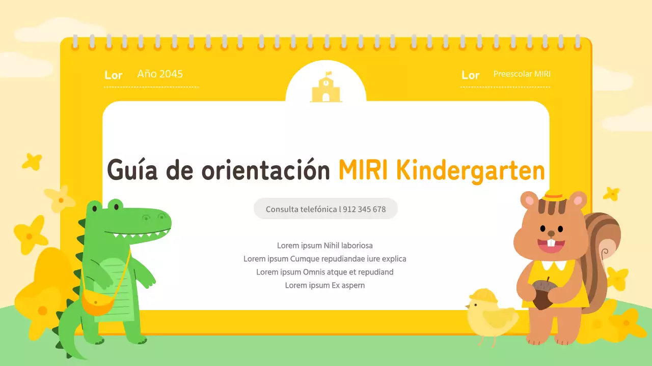 Presentación amarilla y naranja de orientación preescolar