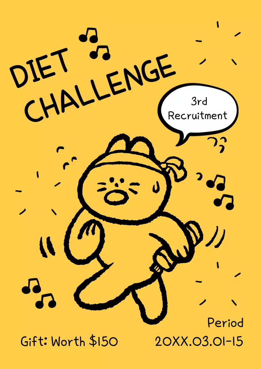 Yellow Comic Diet Recruitment Poster