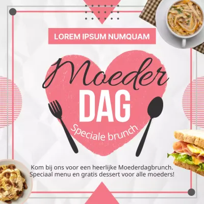 Roze en Wit Trendy Moederdag Brunch Evenement Advertentie