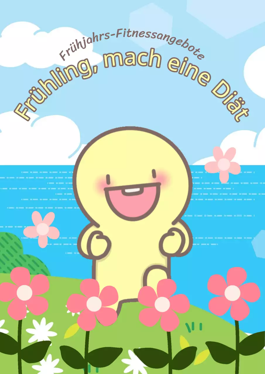 Eine niedliche gelb-rosa Fitness-Schnäppchen-Anzeige