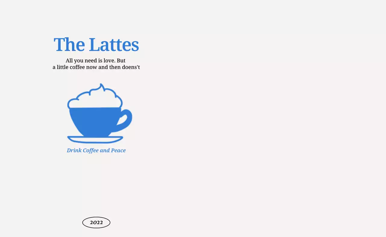 귀여운 라떼 일러스트가 있는 차분한 느낌의 카페 디자인