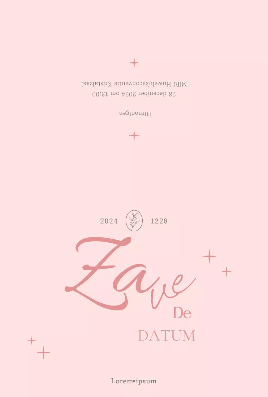 Elegante uitnodiging met roze toon-op-toon cursief lettertype