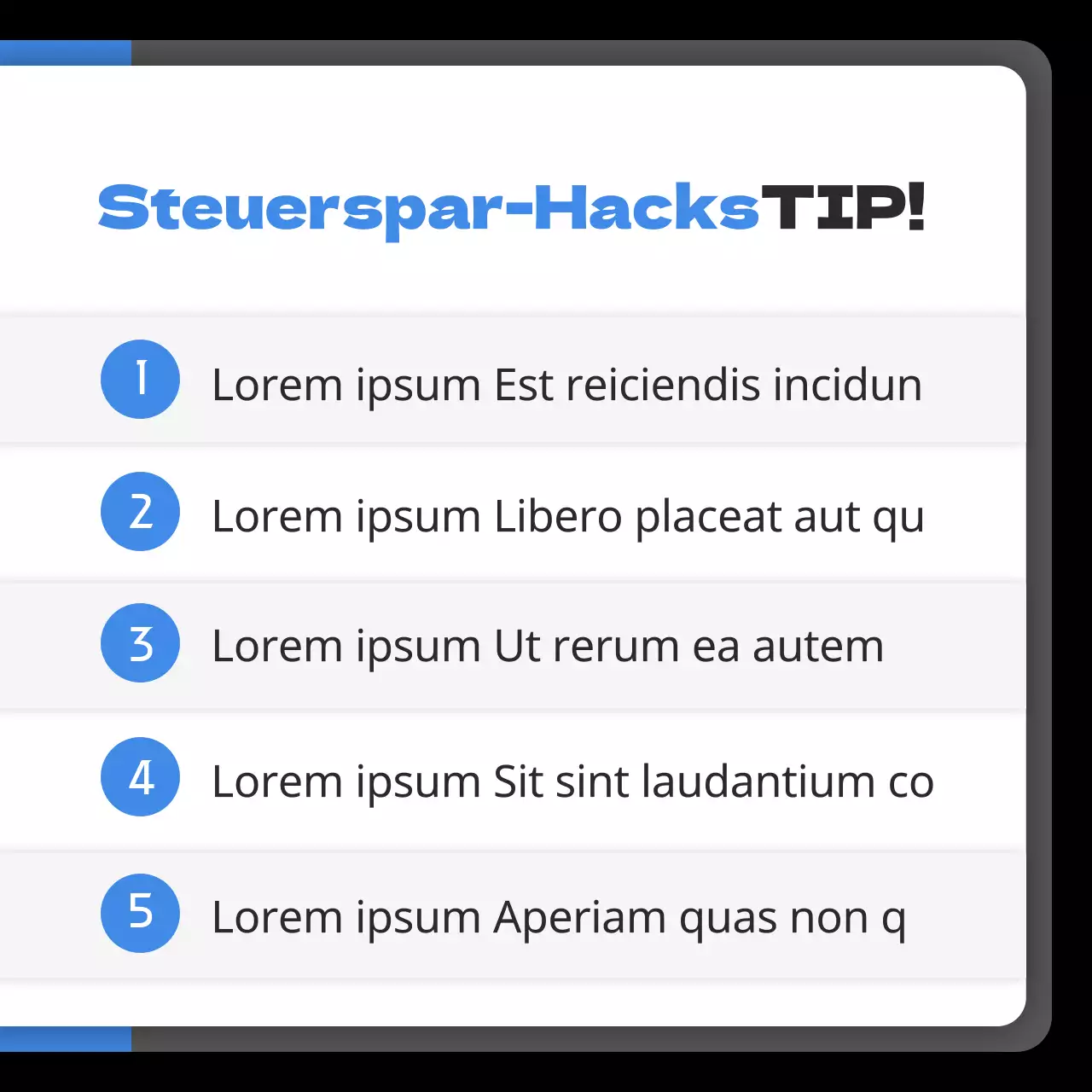 Steuerbuchhaltung schwarz und blau unterlegt