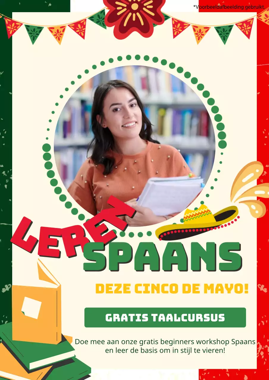 Groen en Geel Trendy Advertentie voor Spaanse Les