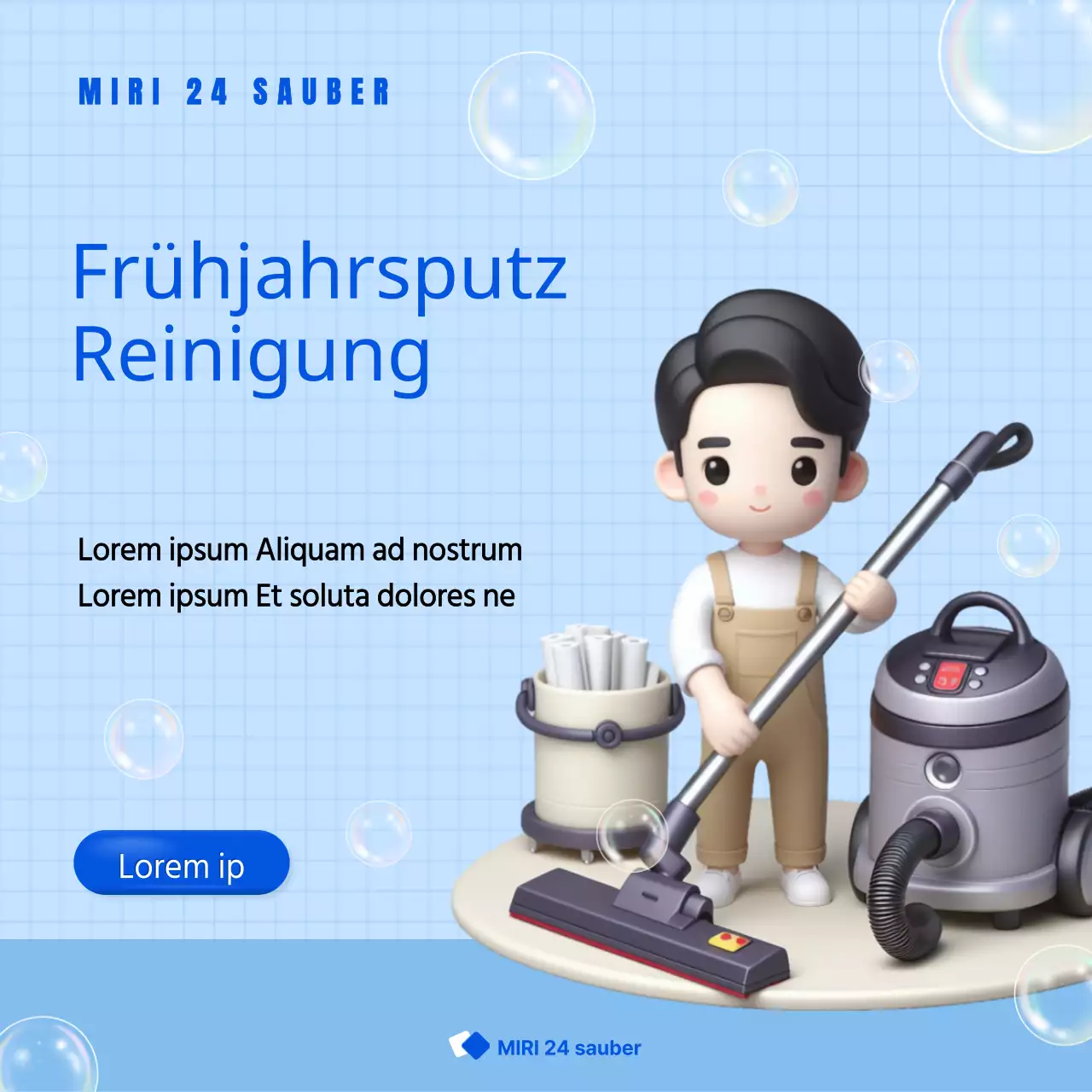 Bewerben Sie Ihren Haus-zu-Haus-Reinigungsdienst in trendigen Blau- und Hellblautönen