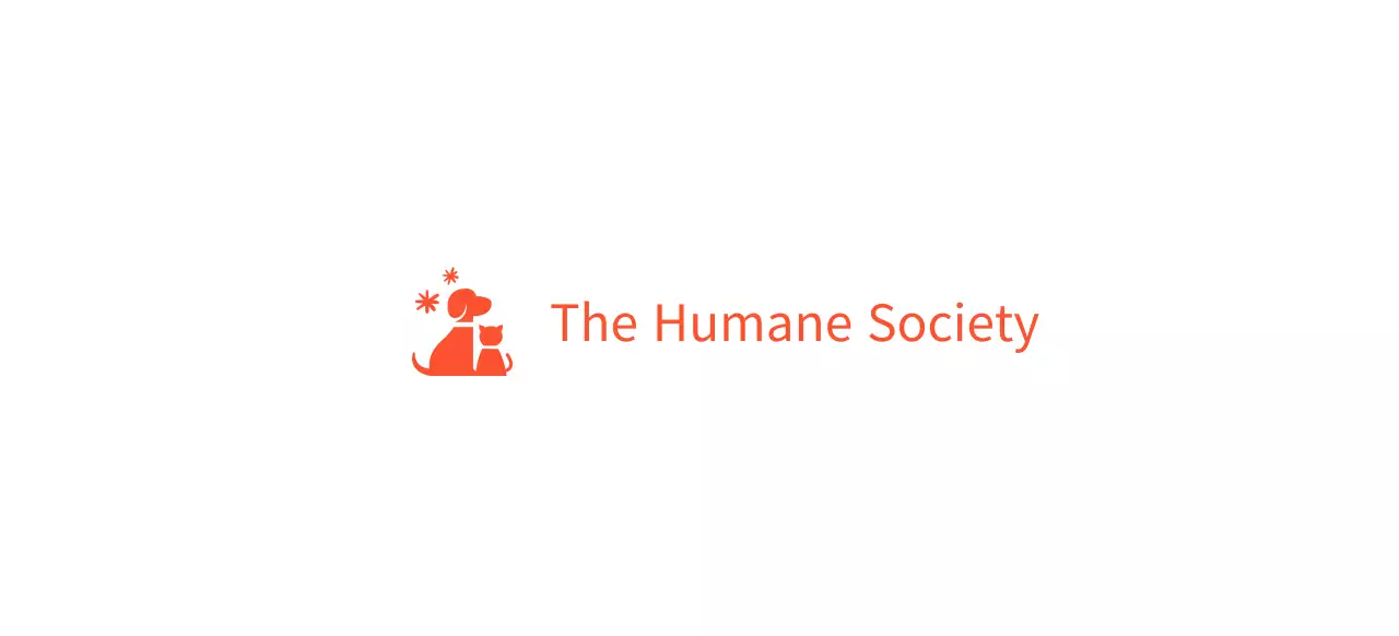 The Humane Society with a cute illustrated logo of a dog and cat in red.
